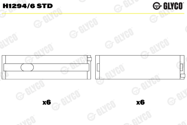 Комплект вкладышей подшипника коленвала *GLYCO* VW T5 |--->H1294/6 STD / 77978600